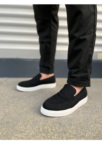 JY180 Estilo x Bağcıksız Süet Erkek Günlük Spor Klasik Ayakkabı Sbt - Siyah