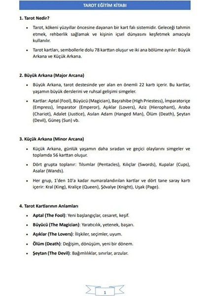 Tarot Eğitim Kitabı (Ders Notları ve 1000 Soru) indirimleri