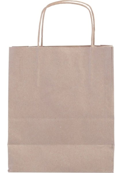 Kraft Kağıt Çanta 25 Adet 20x10x22 cm Büküm Saplı Doğal Renkli modelleri