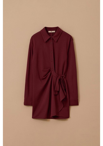 Kadın Bağlama Detaylı Tunik - Bordo