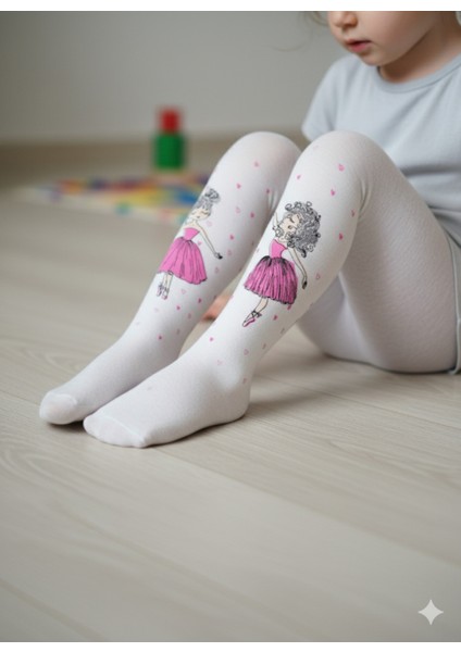 Kız Bebek Çocuk Külotlu Çorap Balerin Desenli Simli Beyaz Muz Çorap fiyatları