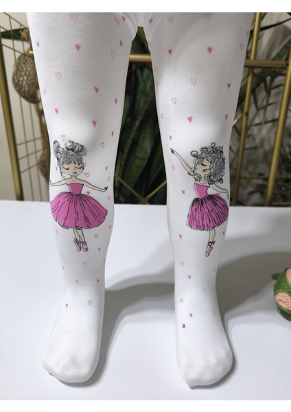 Kız Bebek Çocuk Külotlu Çorap Balerin Desenli Simli Beyaz Muz Çorap modelleri