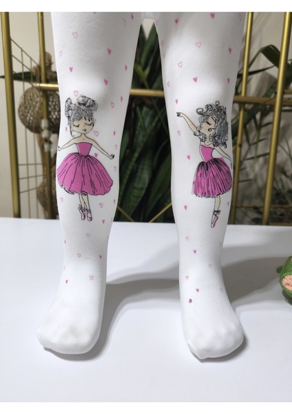 Kız Bebek Çocuk Külotlu Çorap Balerin Desenli Simli Beyaz Muz Çorap fırsatları