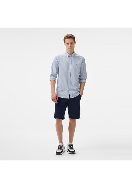 Erkek Mavi Classic Fit Çizgili Gömlek modelleri