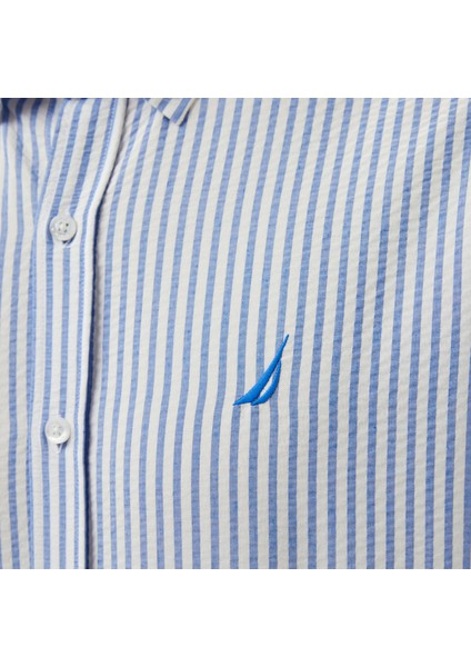 Erkek Mavi Classic Fit Çizgili Gömlek indirimleri