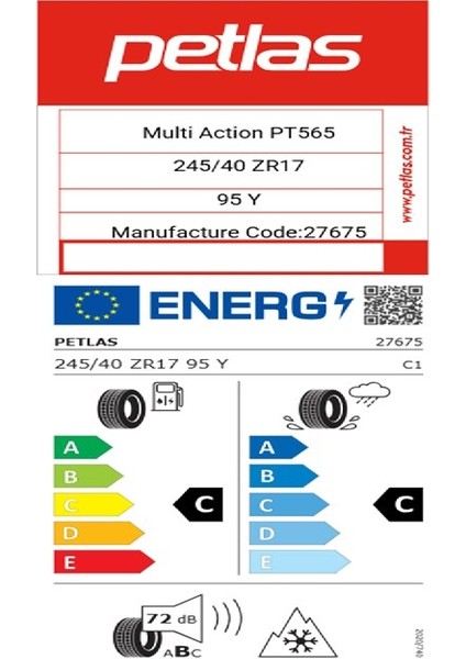 245/40 ZR17 Tl 95W Reınf. Multı Actıon PT565 Oto 4 Mevsim Lastiği (Üretim TARIHI:2025) fiyatları