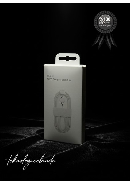 Type-C 120W Ultra Hızlı Şarj Kablosu 1 Metre (Iphone 15/ipad/macbook) + Sim Iğnesi Hediye