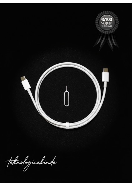 Type-C 120W Ultra Hızlı Şarj Kablosu 1 Metre (Iphone 15/ipad/macbook) + Sim Iğnesi Hediye modelleri