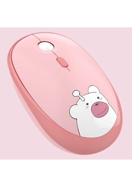 Geezer Kablosuz Mouse Mouse Renkli Ayıcık Tasarım Kablosuz Sessiz Bilgisayar Laptop Için Fare Pilli Mouse USB Receiver Tak Çalıştır M2 Açık Pembe Renk (Açık Pembe)