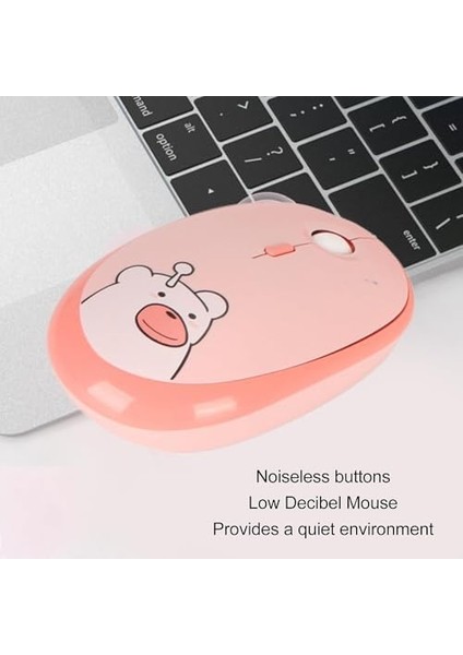 Geezer Kablosuz Mouse Mouse Renkli Ayıcık Tasarım Kablosuz Sessiz Bilgisayar Laptop Için Fare Pilli Mouse USB Receiver Tak Çalıştır M2 Açık Pembe Renk (Açık Pembe) modelleri