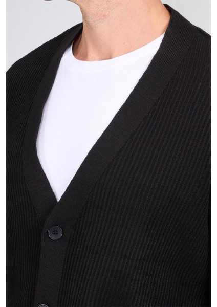 Çetinkaya Mentality 5296 V Yaka 1/18 Akrilik Triko Hırka Siyah modelleri