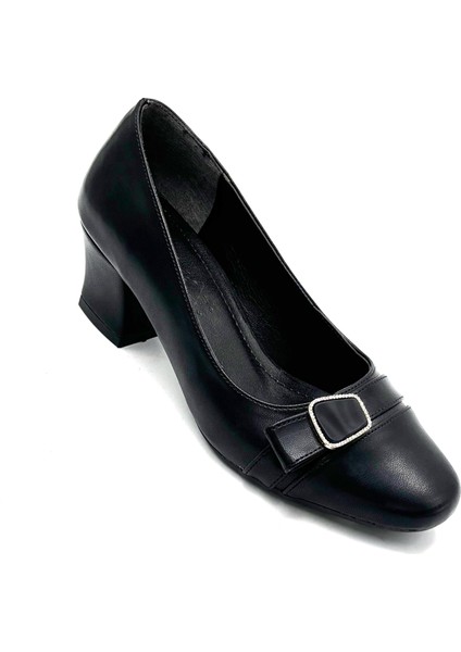 Toka Detaylı Kısa Topuklu Kadın Ayakkabı Siyah modelleri