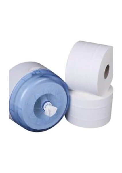 Endüstriyel Jumbo Boy Tuvalet Kağıdı, 12 Rulo, Beyaz, Iç Çekmeli Sistem Mini Jumbo 4 Kiloluk