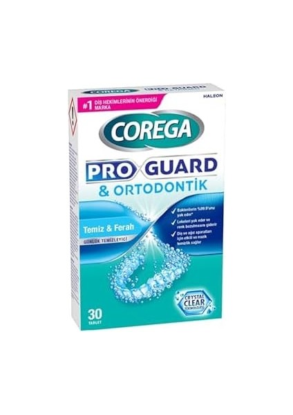 Corega Proguard & Retainer 30&apos;lu Protez Temizleme Tableti