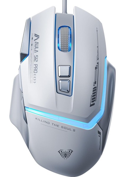 S12 Pro 12800 Dpı 8 Tuşlu Makrolu Kablolu Optik Gaming Oyuncu Mouse Beyaz