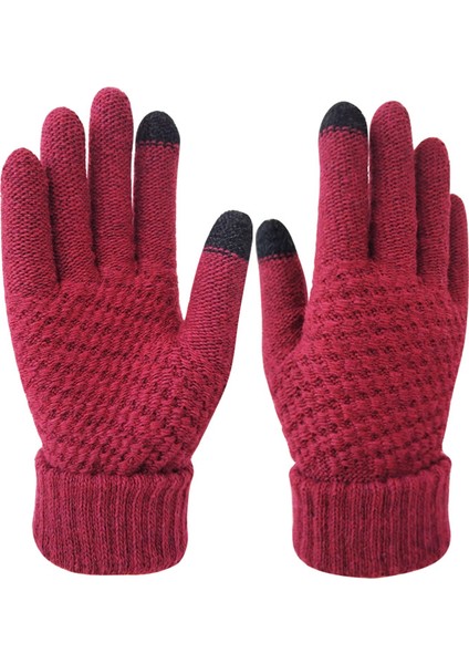 Kışlık Erkek Kadın Karışımlı Yünlü Kaymaz Eldiven (Yurt Dışından)