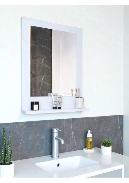 Beyaz Raflı Banyo Aynası 60X45 fırsatları