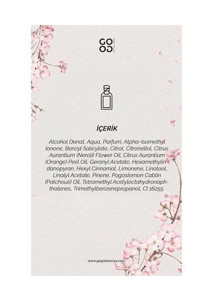 Gogo Japon Kiraz Çiçeği Kolonya 250ML Cam Şişe