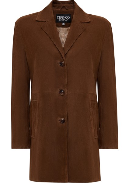 Emma Kadın Kahverengi Süet Deri Kaban 25WGE56061B