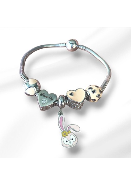 Rabbit Family Charm Çelik Bileklik fiyatları