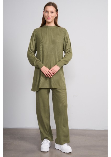 Çetinkaya Miya Mira Modest 8627 Kadın Dik Yaka Fitilli Triko Kazak Yosun Yeşili fiyatları