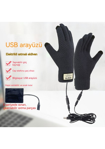 USB Şarjlı Isıtmalı Eldiven, Kadifeli, Kalınlaştırılmış Soğuk Korumalı Eldiven (Yurt Dışından) fırsatları
