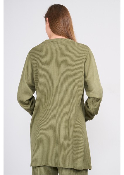 Çetinkaya Miya Mira Modest 8627 Kadın Dik Yaka Fitilli Triko Kazak Yosun Yeşili fırsatları