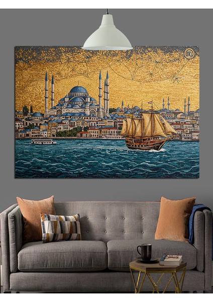 Tarihi Istanbul Boğaz Manzarası Dekoratif Kanvas - Mdf Ahşap Tablo fırsatları