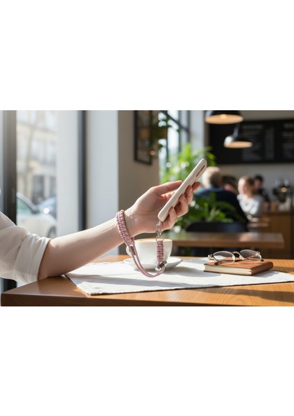 PEMBE PARACORD BİLEKLİK TELEFON ASKISI TÜM KILIFLARA UYUMLU