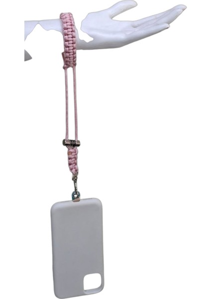 PEMBE PARACORD BİLEKLİK TELEFON ASKISI TÜM KILIFLARA UYUMLU