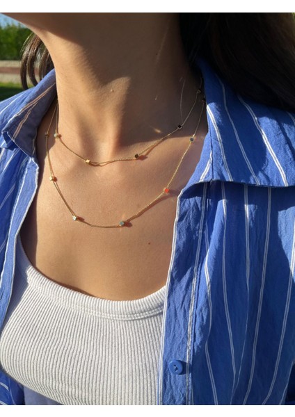 Kare Desen Dolama Zincir Kolye modelleri