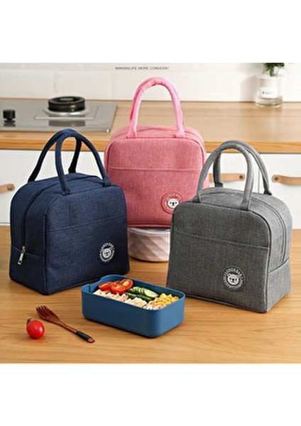 Su Geçirmez Termal Yemek Çantası Sıcak Soğuk Koruma Pembe Ergonomik Tasarım