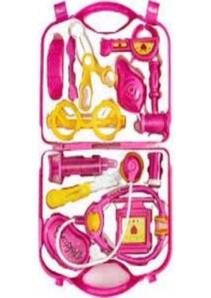 Oyuncak Pembe Çantada 14 Parça Oyuncak Doktor Seti