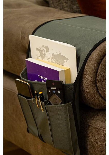 Kumandalık Dergi Gazete Düzenleyici Koltuk Kenarı Örtü (Haki) modelleri