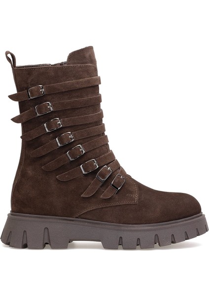 Elit Valindra Kadın Hakiki Süet Deri Klasik Bot Kahverengi