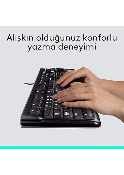 MK120 USB Kablolu Klavye Mouse Seti, Tam Boyutlu, Sağ ve Sol Elle Kullanıma Uygun Mouse, Sıvı Dökülmesine Dayanıklı, Türkçe Q Klavye, Siyah fiyatları