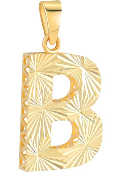 14 Ayar Altın B Harfi Kalemli Kolye Ucu