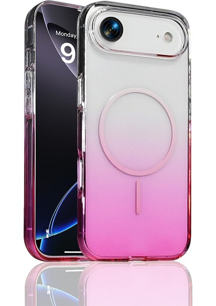 iPhone 17 Air Kılıf Rainbow Renkli Septik Manyetik Şarj Kapak