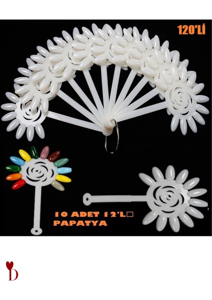 Tırnak Kartela Kemik Renk Papatya Desen 120'LI