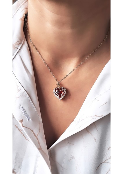 Kırmızı Mühürlü Kalp Çelik Kolye fiyatları