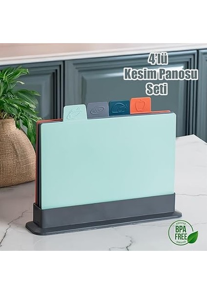 1163 Antrasit Asia 4'lü Kesme Tahtası Sebze, Et ve Ekmek Kesme Tahta Seti fiyatları