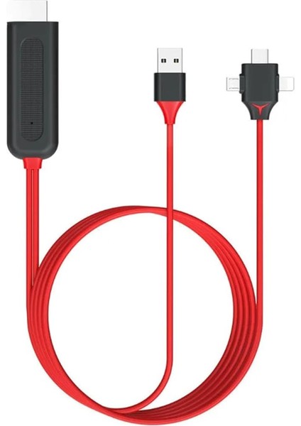 3in1 Görüntü Aktarıcı Kablo Lightning Type-C Micro USB To HDMI Dönüştürücü - FC450