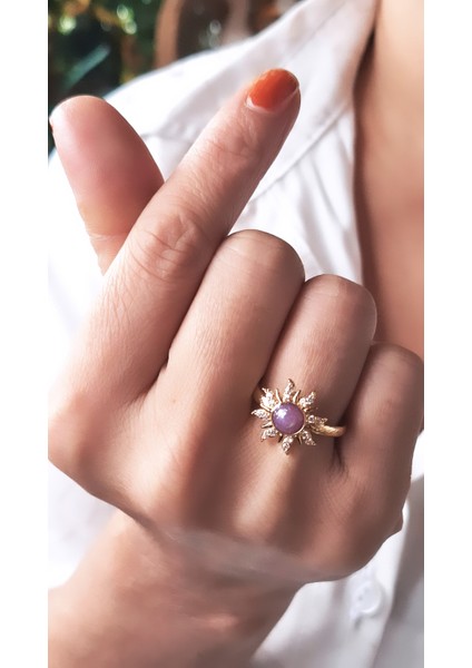 Mor Güneş Çelik Kolye Yüzük Set modelleri