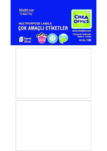 1185 Ofis/çok Amaçlı Etiketler, 55 x 82 Boş Etiket