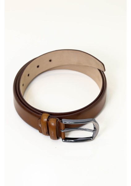 Klasik Düz Deri Kemer Taba