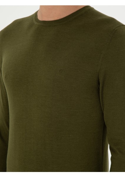 Erkek Haki Slim Fit Kazak 50293273-VR027