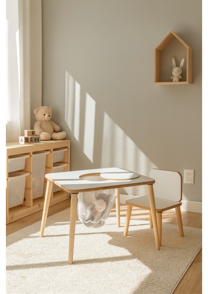 Çocuk Aktivite Masası, Çalışma Masası Sandalye Takımı Sepetli Etkinlik Masası- Yaz- Sil Yüzey fırsatları