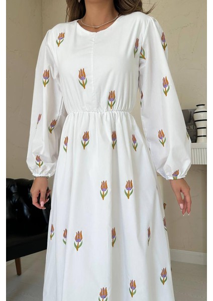 Lale Desenli Brode Elbise fiyatları