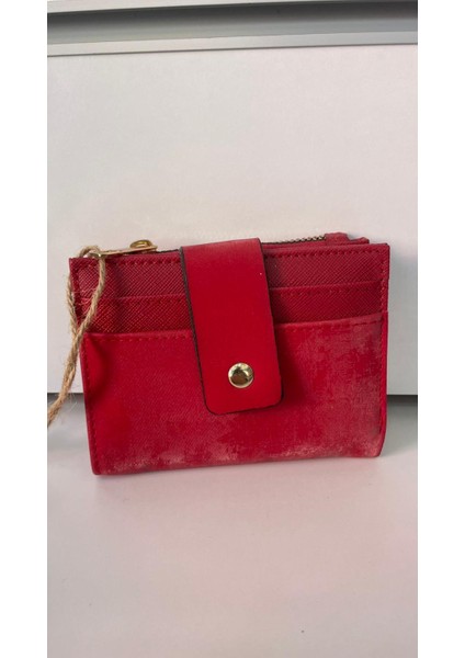 Simli Kadife Düz Fermuar ve Kartlık Detaylı Kadın Cüzdan