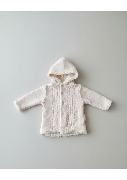 Içi Welsoft Kürklü, Kapüşonlu, Örgü Desenli Triko Bebek Hırkası fiyatları